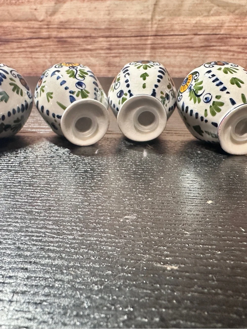 vintage Mexican hand-painted majolica ceramic salt and pepper shakers